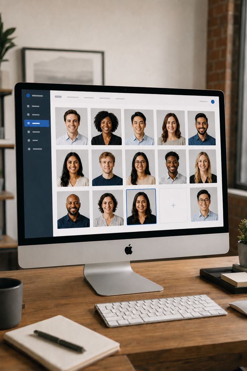 New hire headshot added into an existing consistent team grid.
