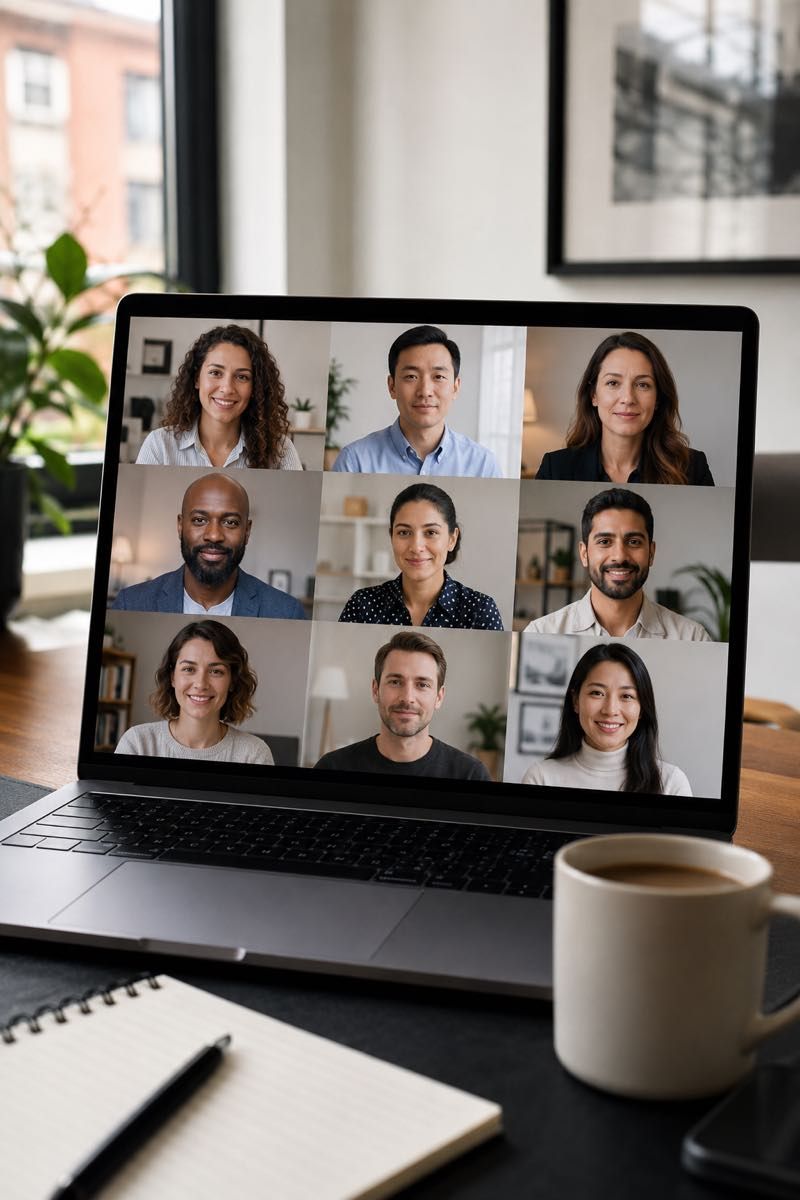 Consistent headshot grid for a distributed remote team.