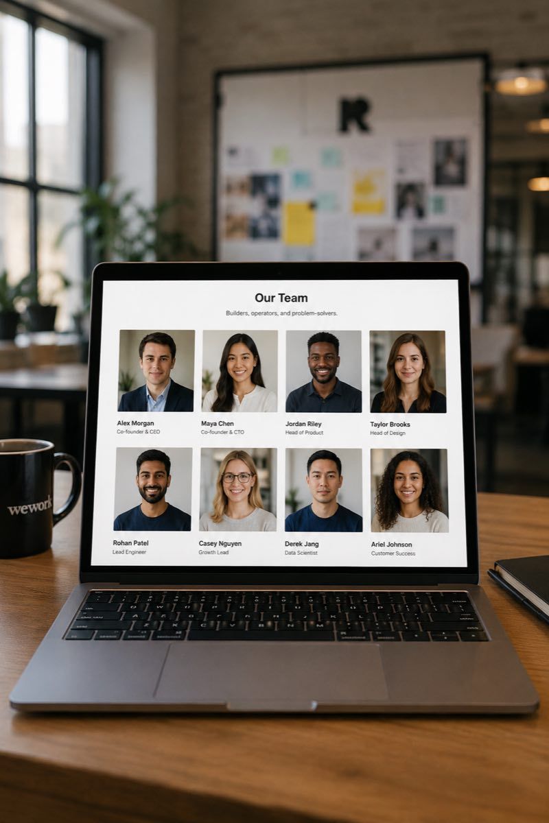 Startup founder and team headshots prepared for hiring, fundraising, and press.